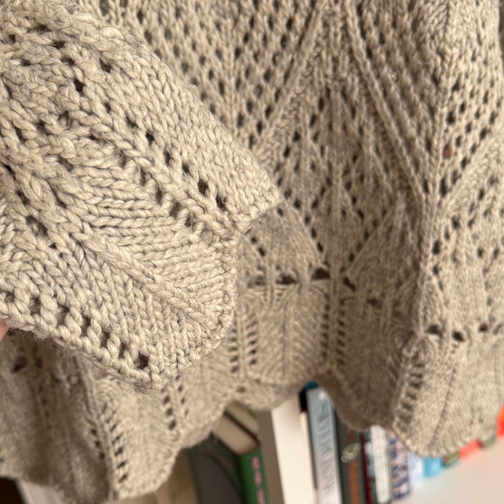 Loft pointelle, scalloped hem wool blend sweater - Picture 2 of 4